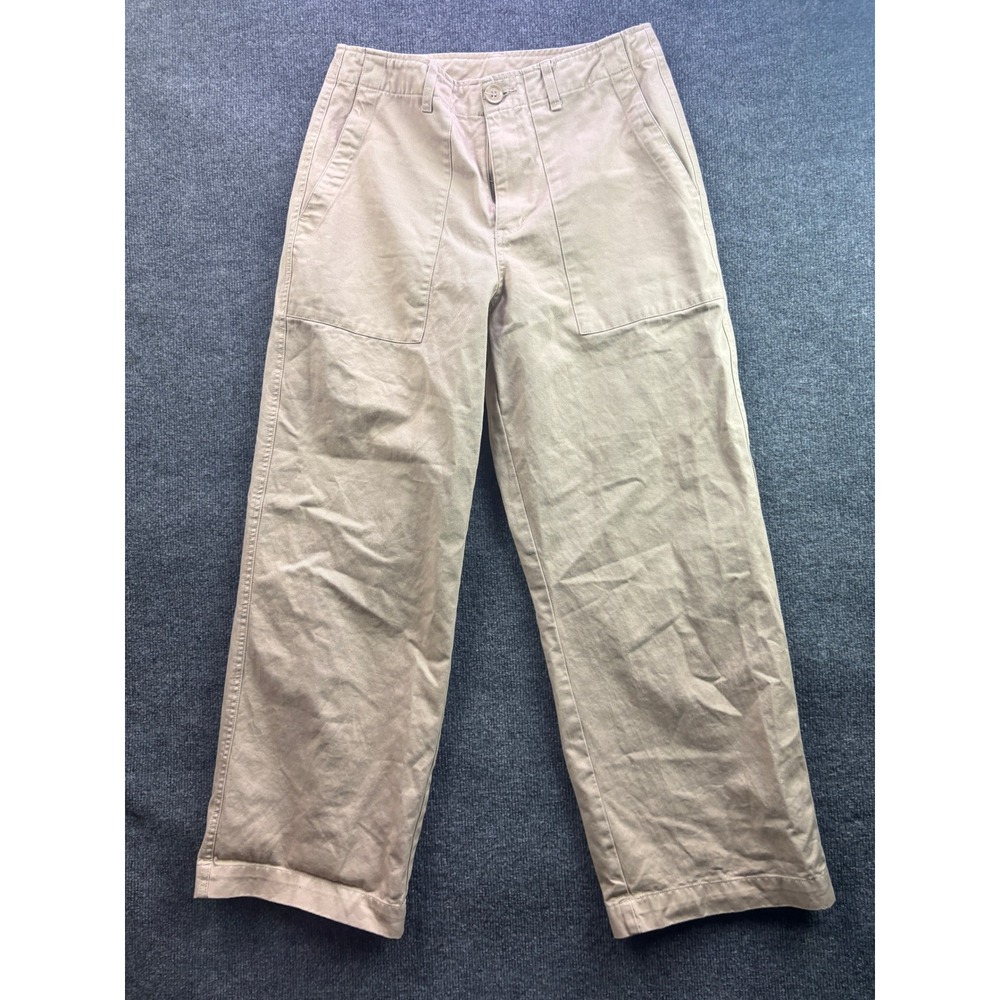 Rhythm Wide Leg Utility Pants Womens 10 Tan Cotton Canvas High Rise Relaxed